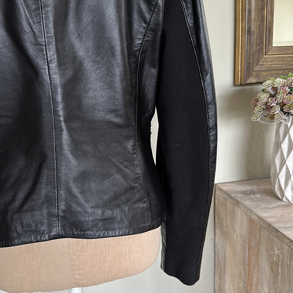 Cigno Nero 100% Leather Black Notched Lapel Jacket 40 - Picture 7 of 12